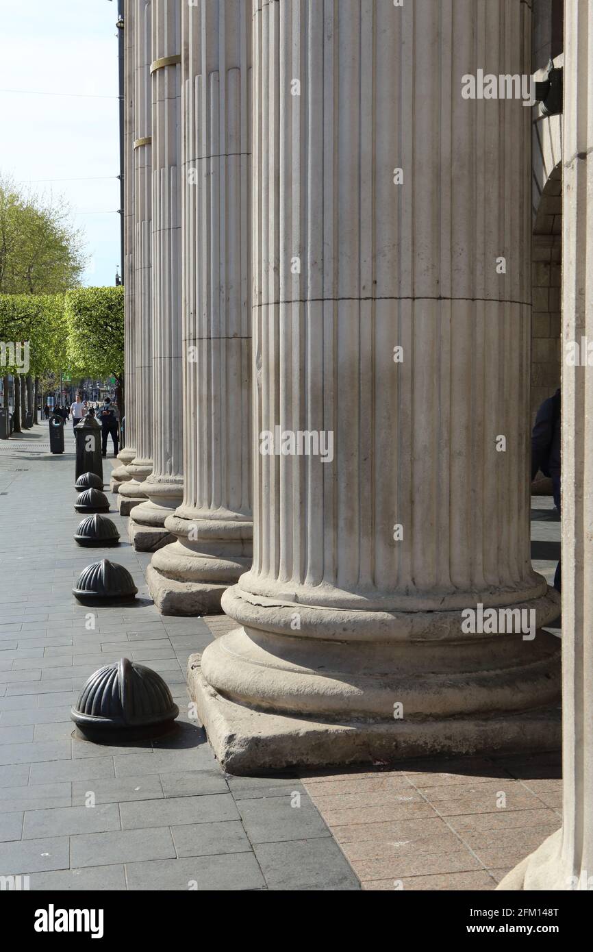 Vista dell'edificio GPO su o'Connell Street a Dublino, Irlanda Foto Stock