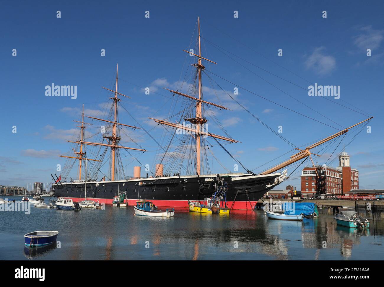 HMS Warrior, Portsmouth Historic Dockyard, Portsmouth, Hampshire, Regno Unito Foto Stock