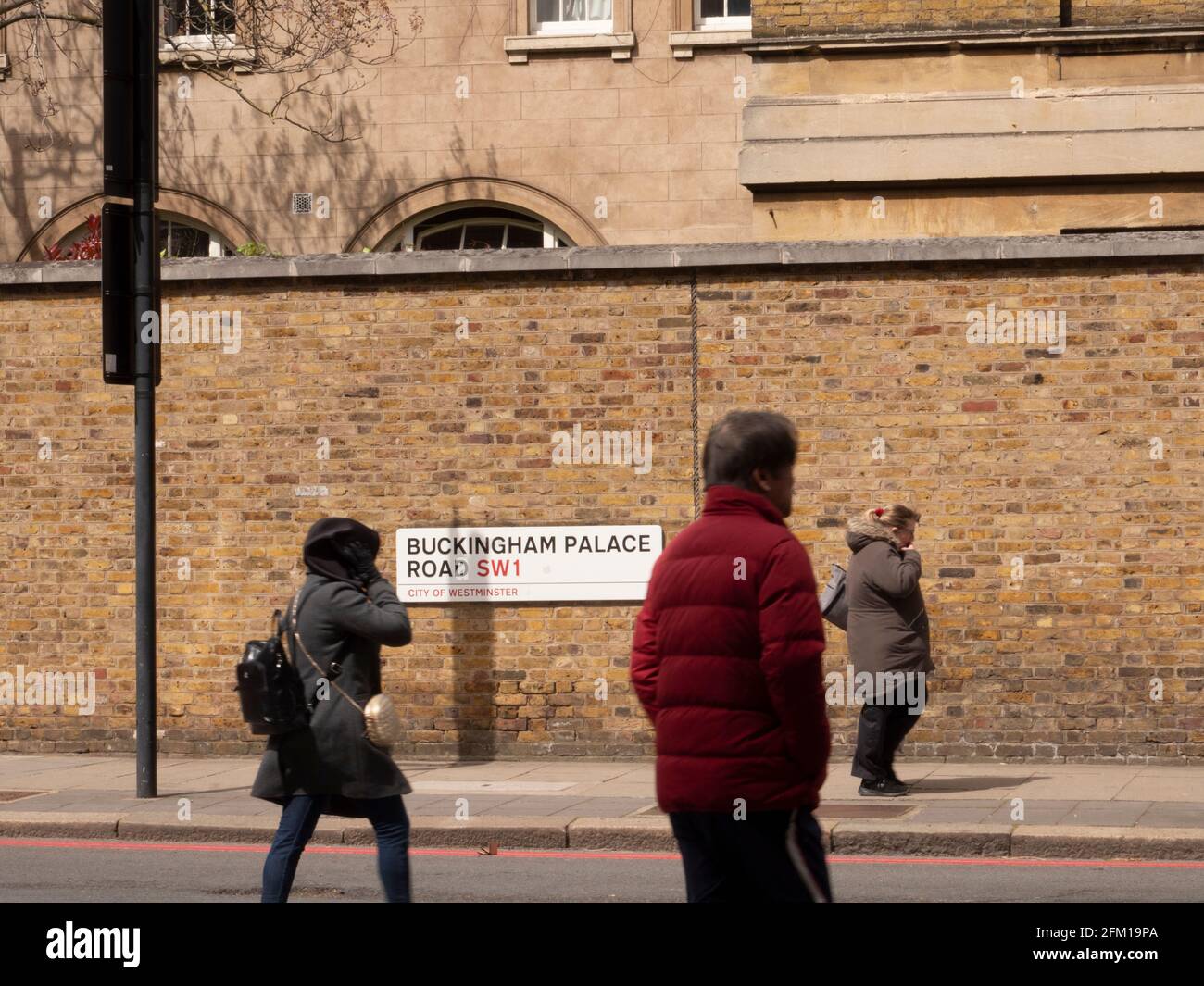 Cartello Buckingham Palace Road, Londra Foto Stock