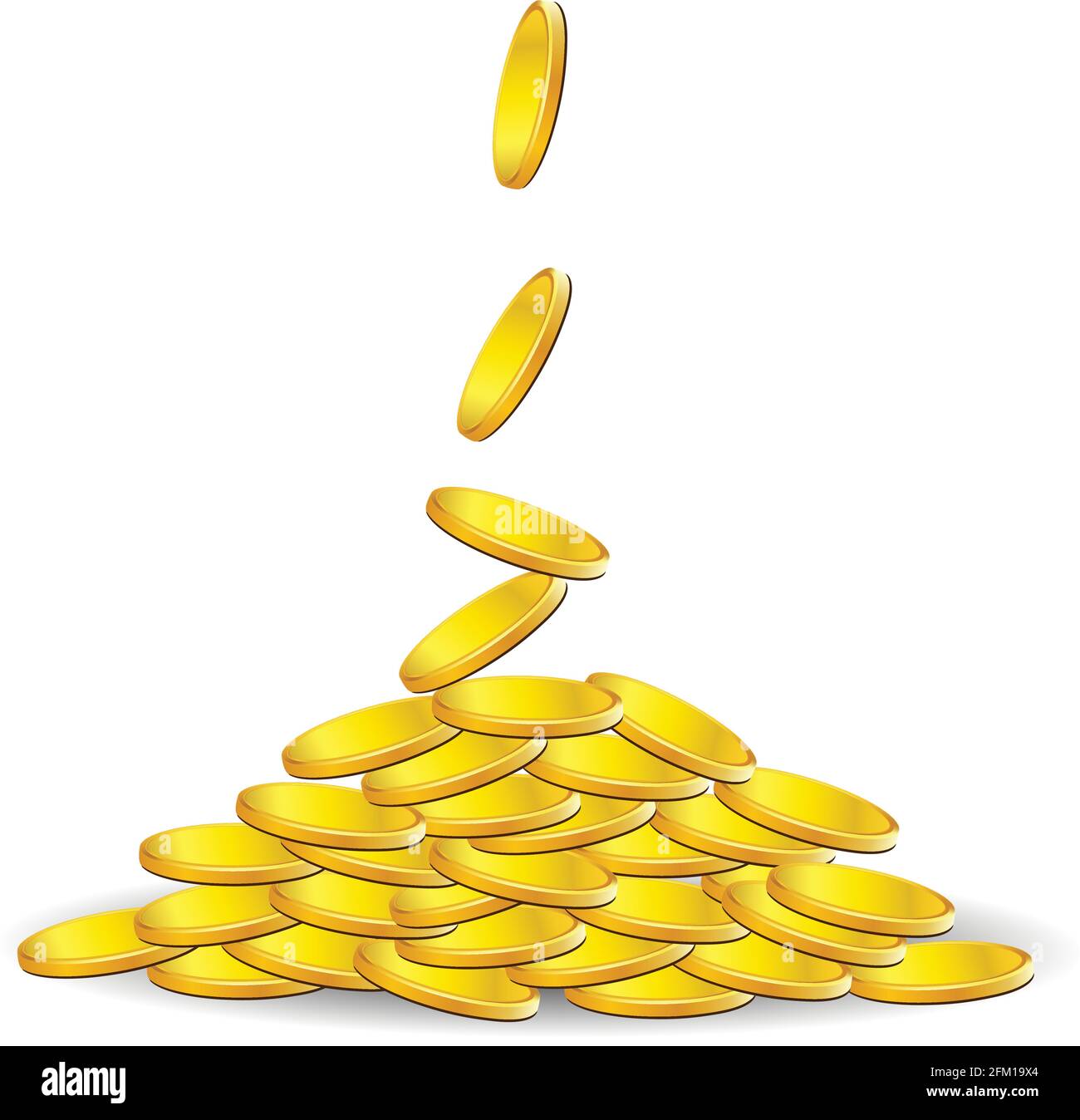 illustrazione delle monete d'oro su sfondo bianco Illustrazione Vettoriale