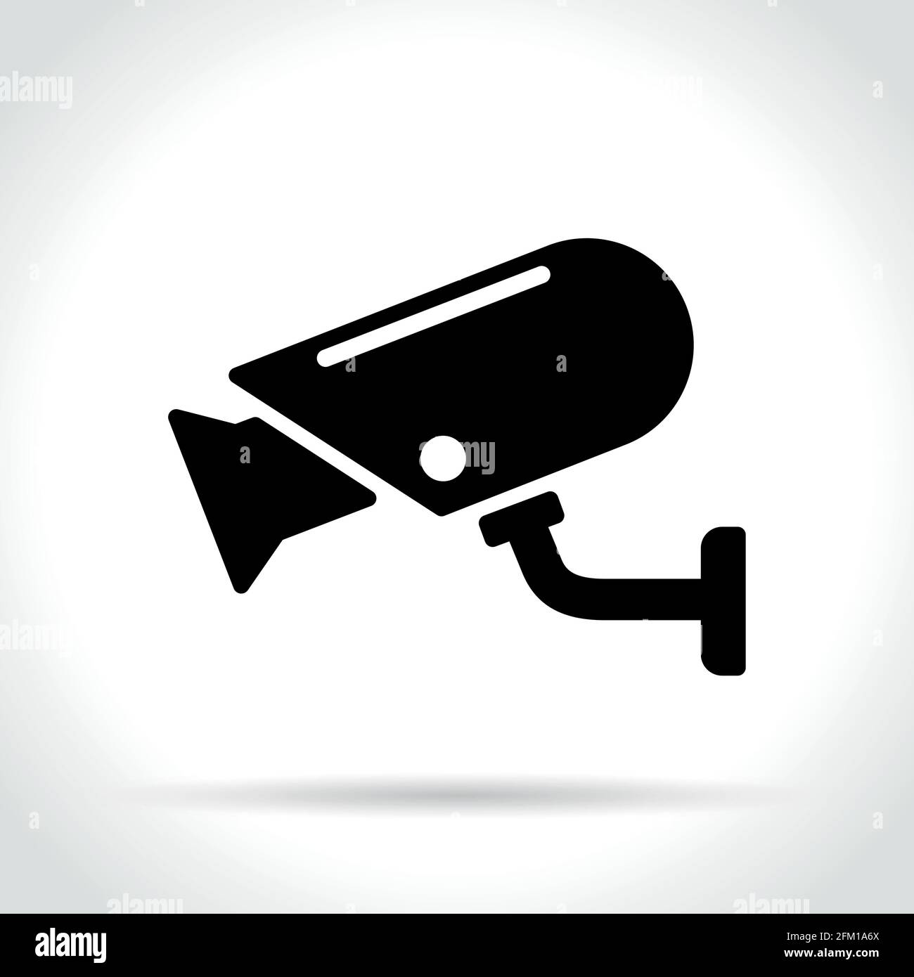 Immagine dell'icona della telecamera di sicurezza su sfondo bianco Illustrazione Vettoriale