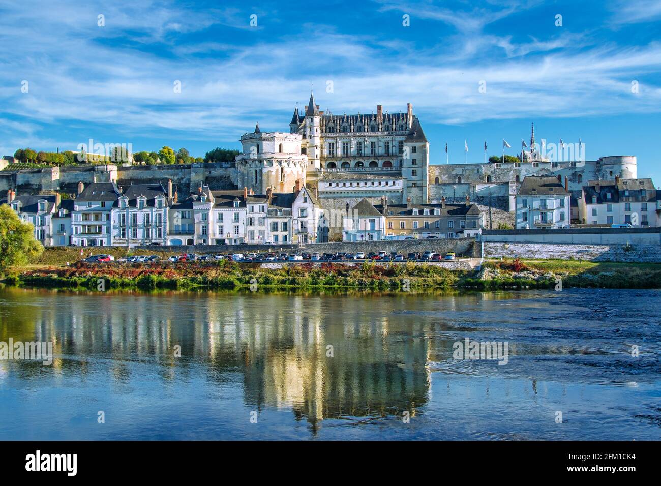 Castello di Amboise e fiume Loira Foto Stock