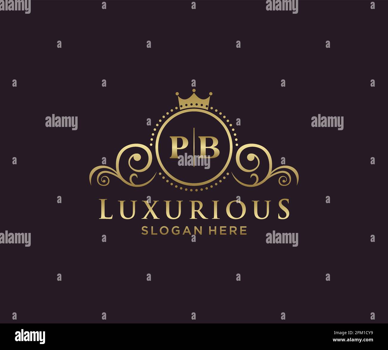 Modello del logo PB Letter Royal Luxury in Vector Art per ristoranti, Royalty, Boutique, caffè, hotel, Araldica, Gioielli, Moda e altri vettori illustratore Illustrazione Vettoriale