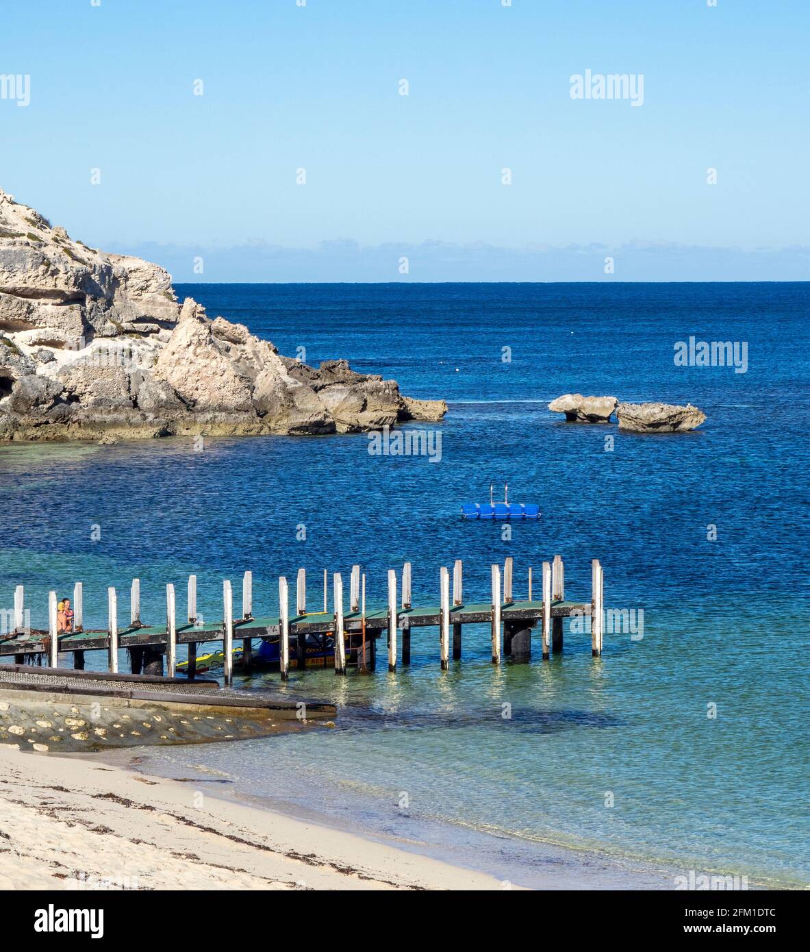 Gnarabup Beach rampa di lancio e molo in legno, Margaret River Western Australia Foto Stock