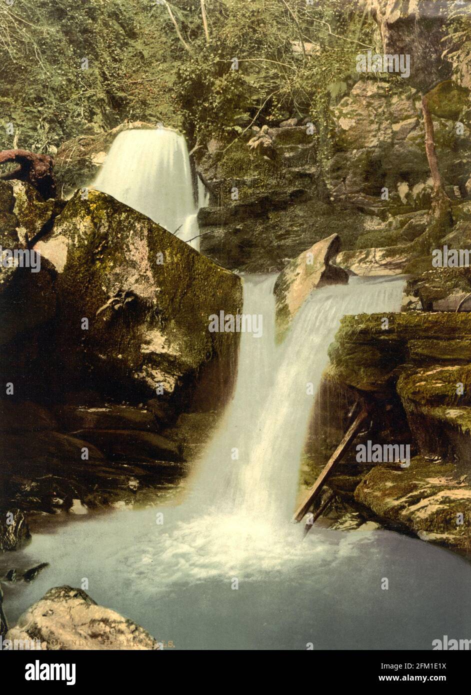 Le cascate superiori di Glen Lyn Gorge vicino Lynmouth in Devin circa 1890-1900 Foto Stock