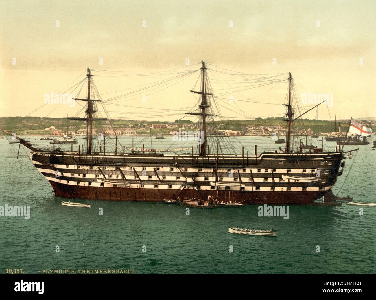Nave da addestramento navale impregnabile HMS ormeggiata a Plymouth Devonport Harbour Nel Devon circa 1890-1900 Foto Stock
