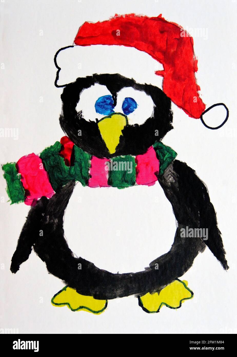 Illustrazione della scheda di Natale. Pinguino di Natale. Foto Stock