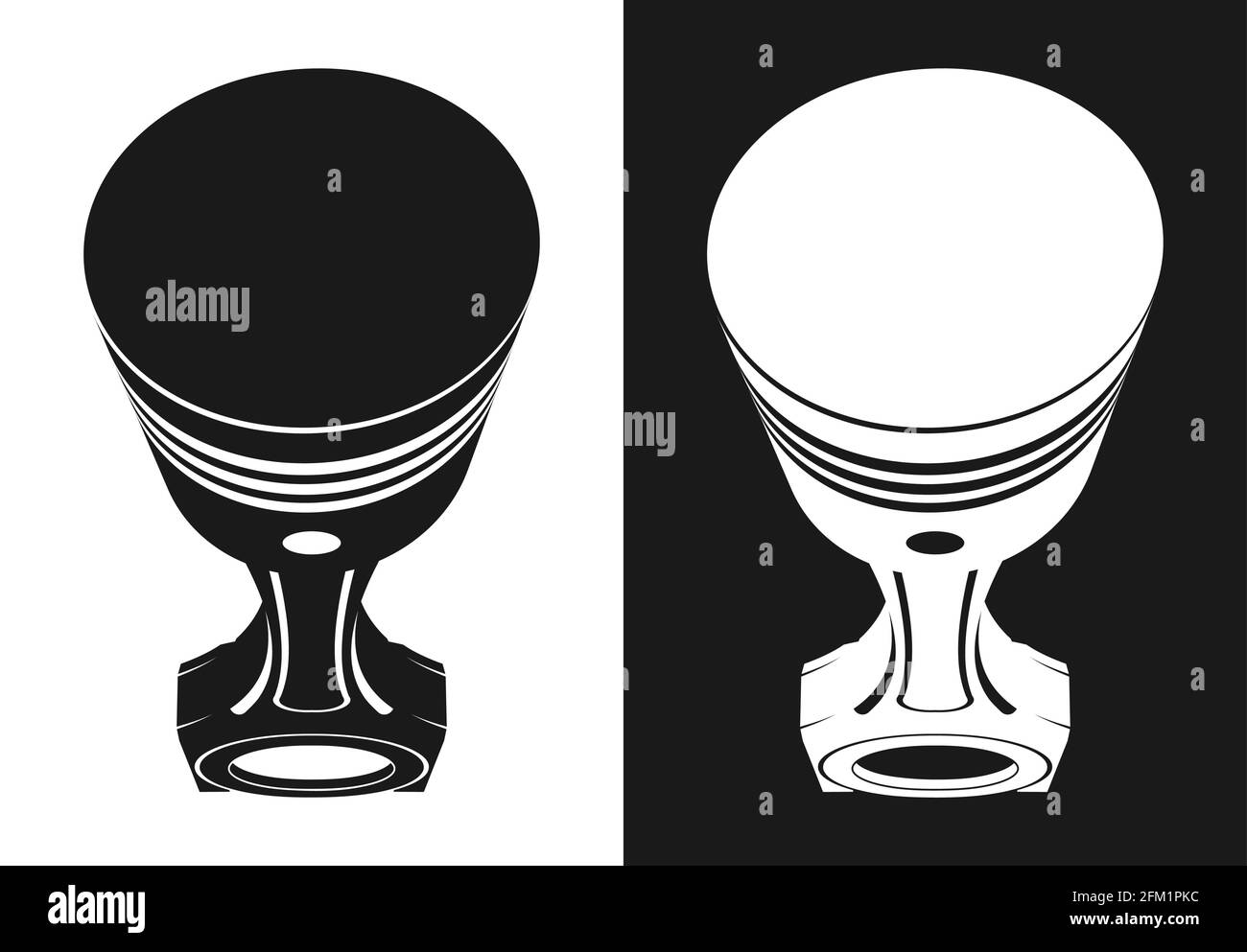 pistone motore isometrico isolato su fondo bianco. Funzionamento del motore, cambio dell'olio, ispezione della vettura in officina. Vettore Illustrazione Vettoriale