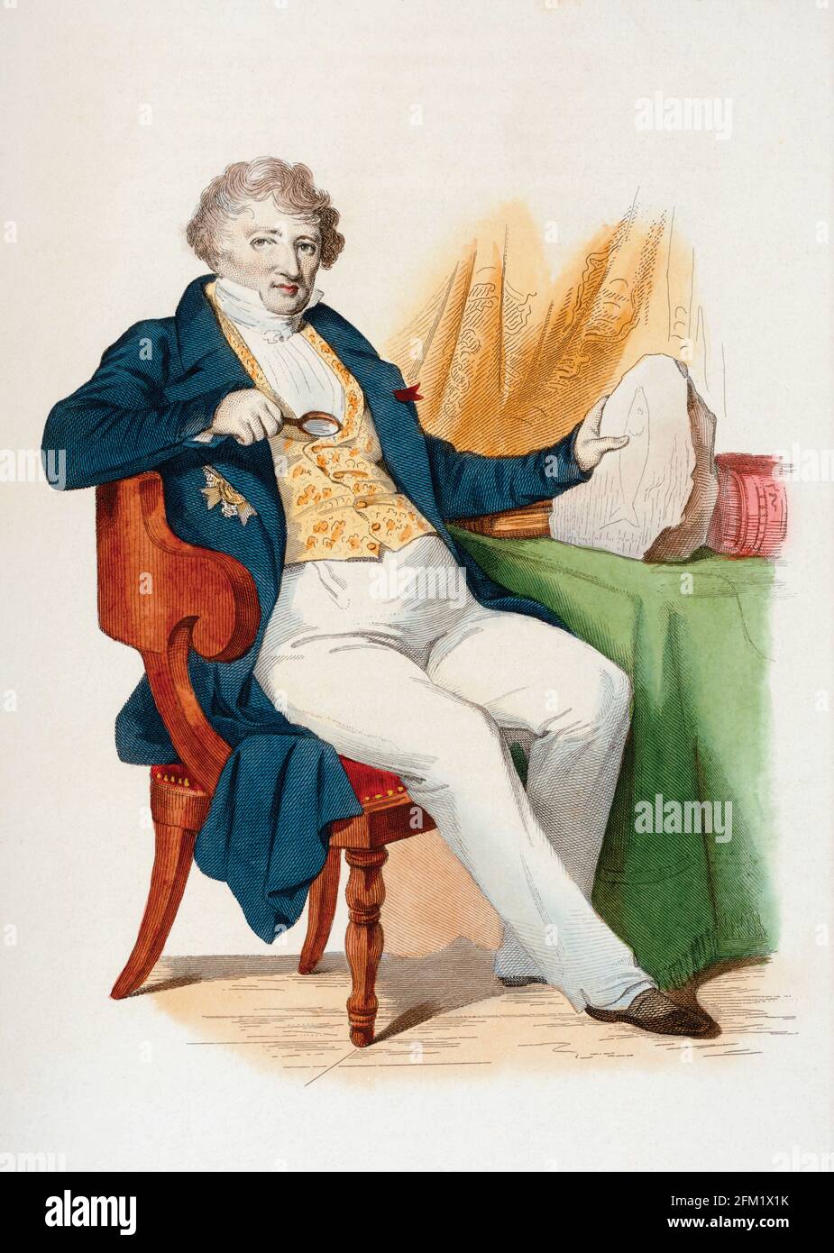 Georges Cuvier, 1769 – 1832. Nome completo, Georges Chrétien Léopold Dagobert Cuvier. Naturalista e zoologo francese. Dopo un lavoro di Lizinska de Mirbel. Foto Stock