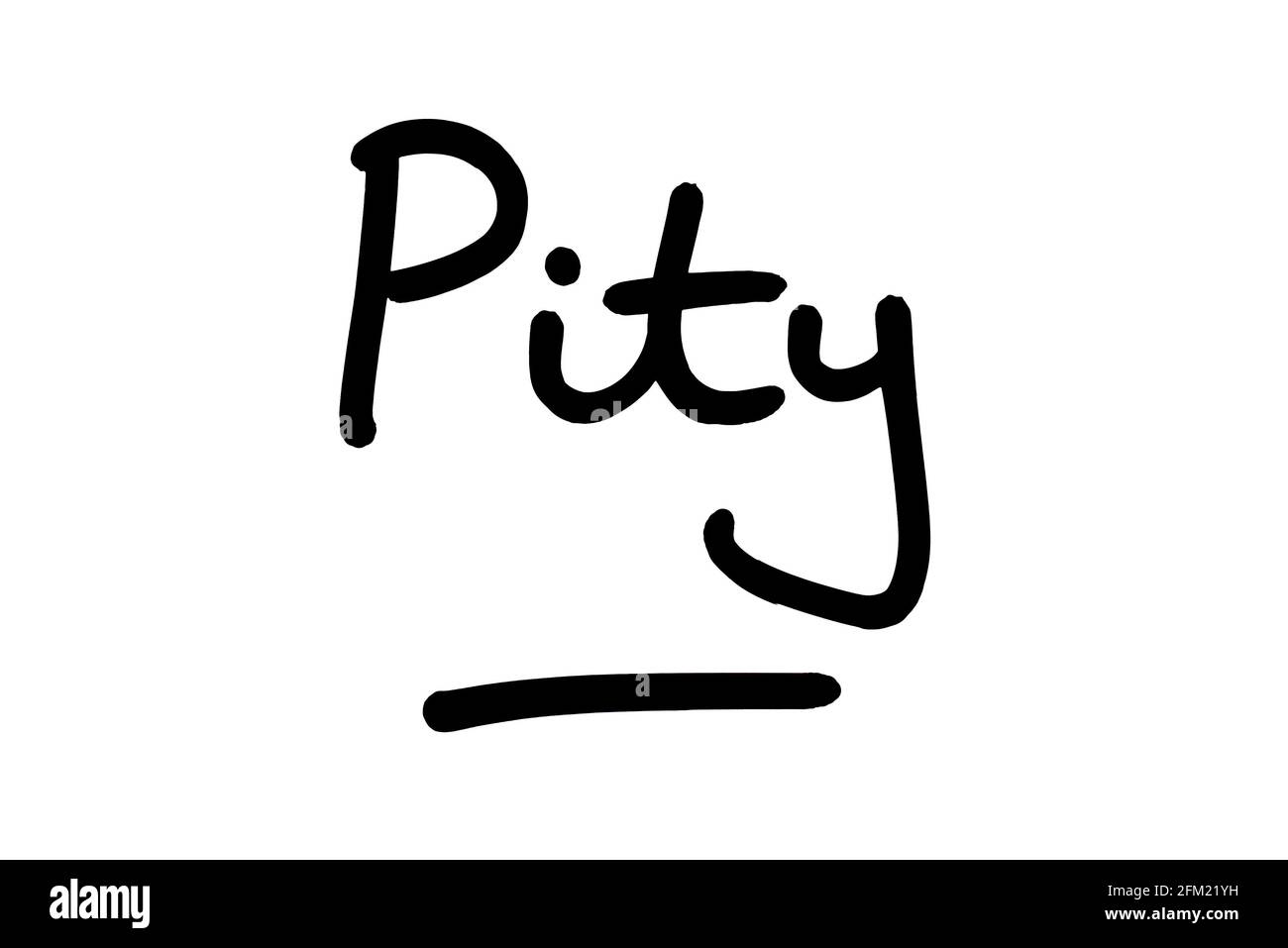 Peccato, scritto a mano su uno sfondo bianco. Foto Stock