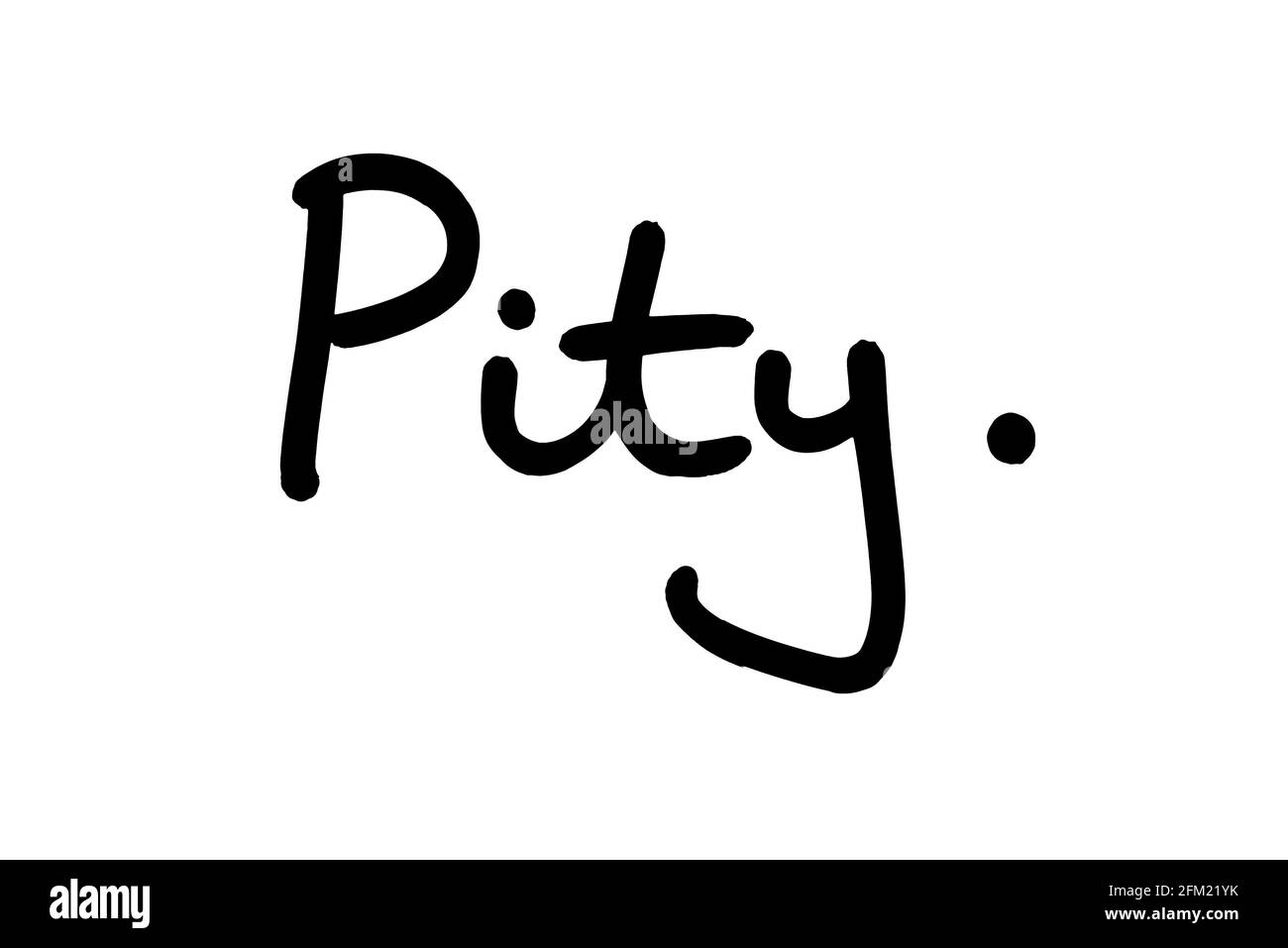 Peccato, scritto a mano su uno sfondo bianco. Foto Stock