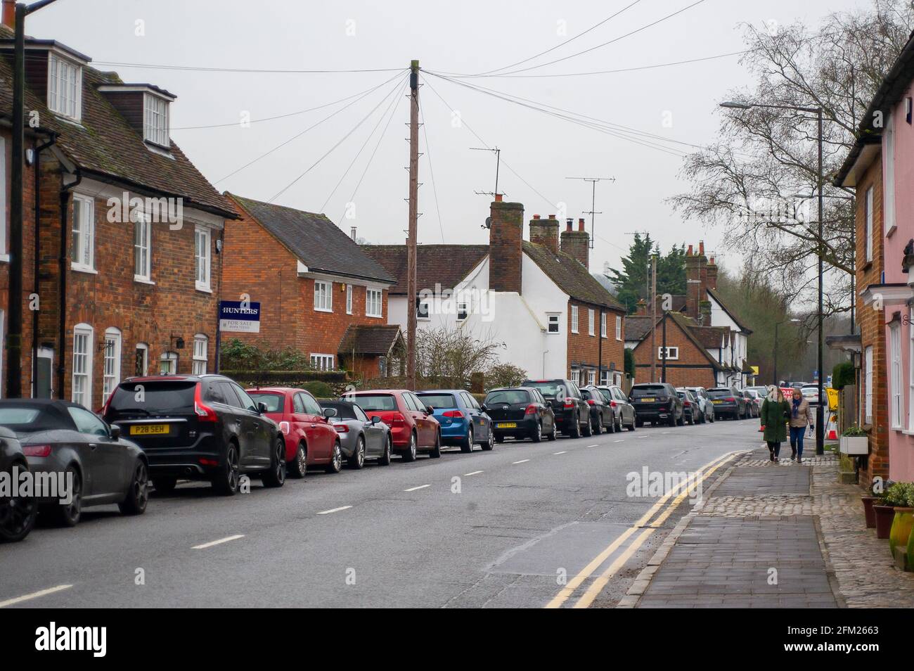 Old Amersham, Buckinghamshire, Regno Unito. 22 febbraio 2021. Il primo ministro Boris Johnson ha oggi delineato la tabella di marcia per l'Inghilterra che esce dal blocco Covid-19. Nel frattempo Old Amersham rimane molto tranquilla, come la gente ha prestato attenzione al governo Covid-19 Lockdown consigli per rimanere a casa. Credito: Maureen McLean/Alamy Foto Stock