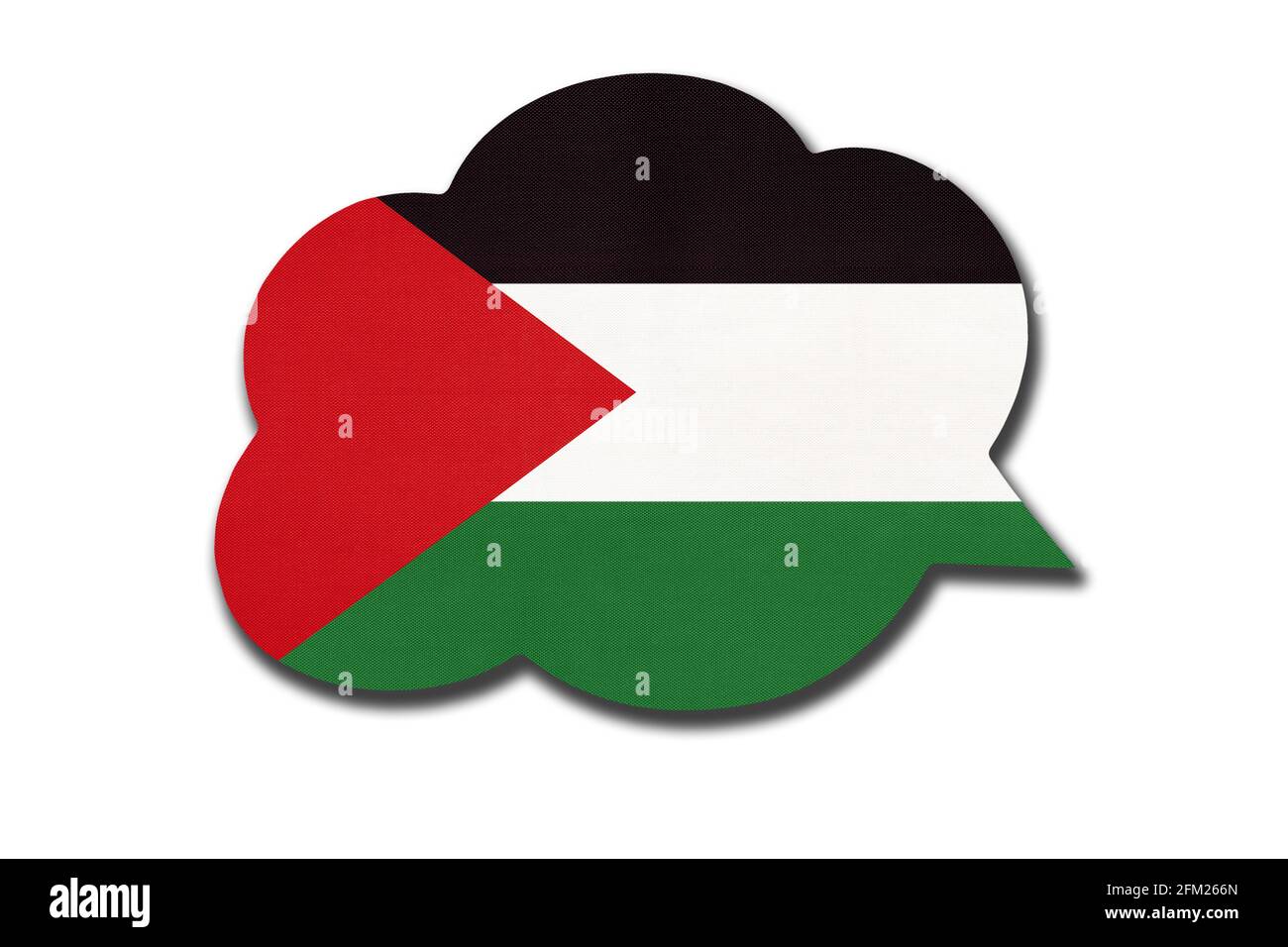 bolla del discorso 3d con bandiera nazionale palestinese isolata su sfondo bianco. Parla e impara la lingua. Simbolo del paese palestinese. Mondo comunicati Foto Stock