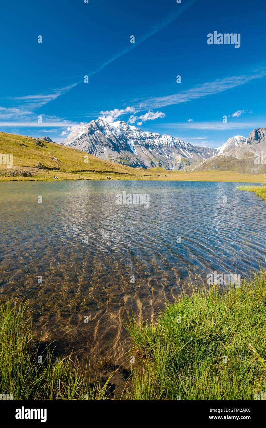 Plan du lac e la Grande casse montagna (3855M), Parco Nazionale della Vanoise, Savoia (73), regione Auvergne-Rodano-Alpi, Francia Foto Stock