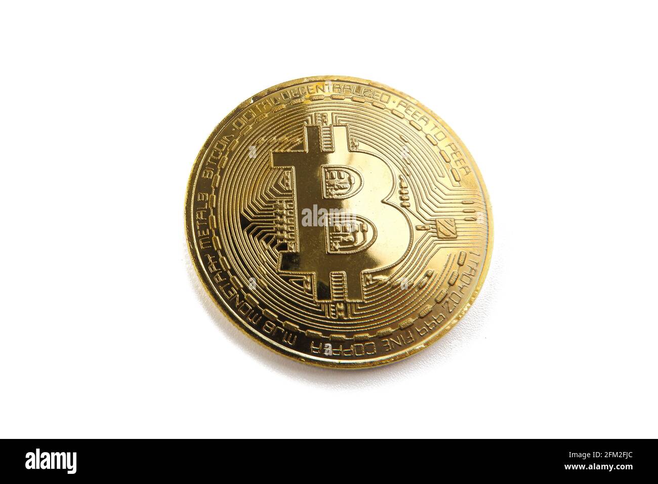 moneta di bitcoin isolata su sfondo bianco, criptovaluta, criptovaluta, criptovaluta. Foto Stock