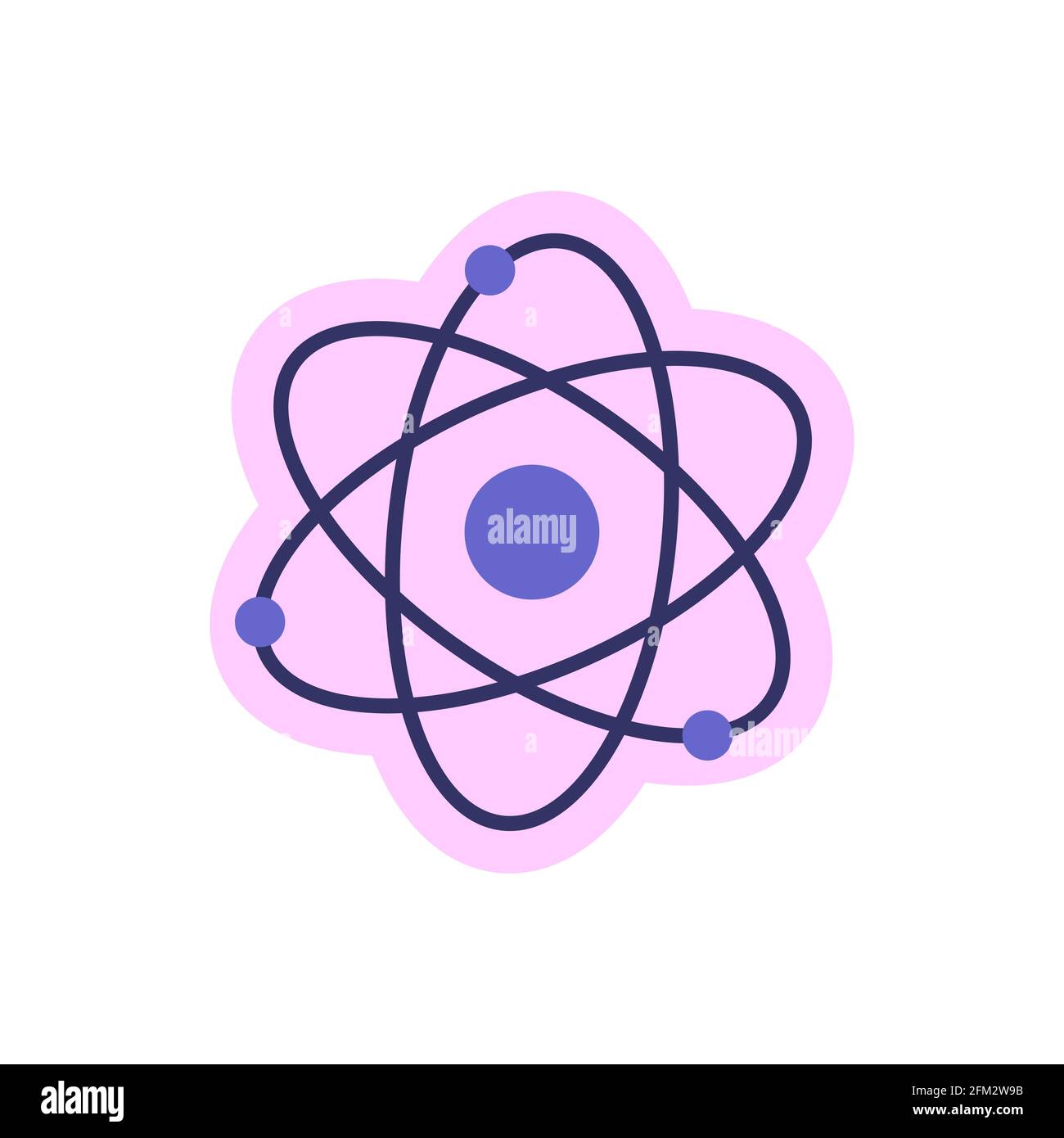 Icona orbitale, atomo che simboleggia la scienza. Simbolo colorato per l'istruzione. Illustrazione vettoriale. Illustrazione Vettoriale