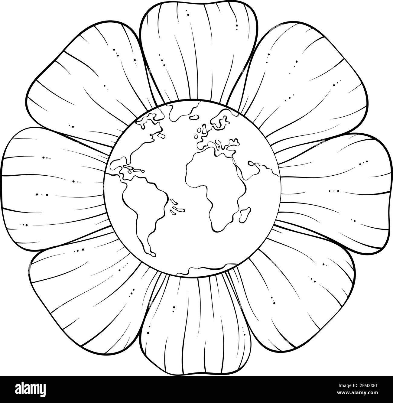 Pianeta terra all'interno di petali di fiori Illustrazione Vettoriale