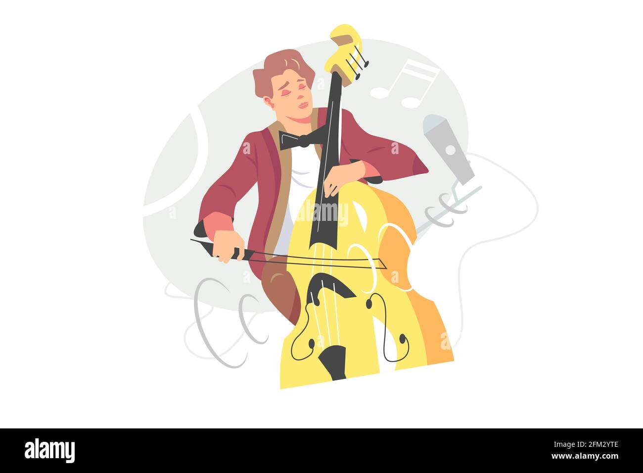 Contrabassist suonatore di musica jazz Illustrazione Vettoriale