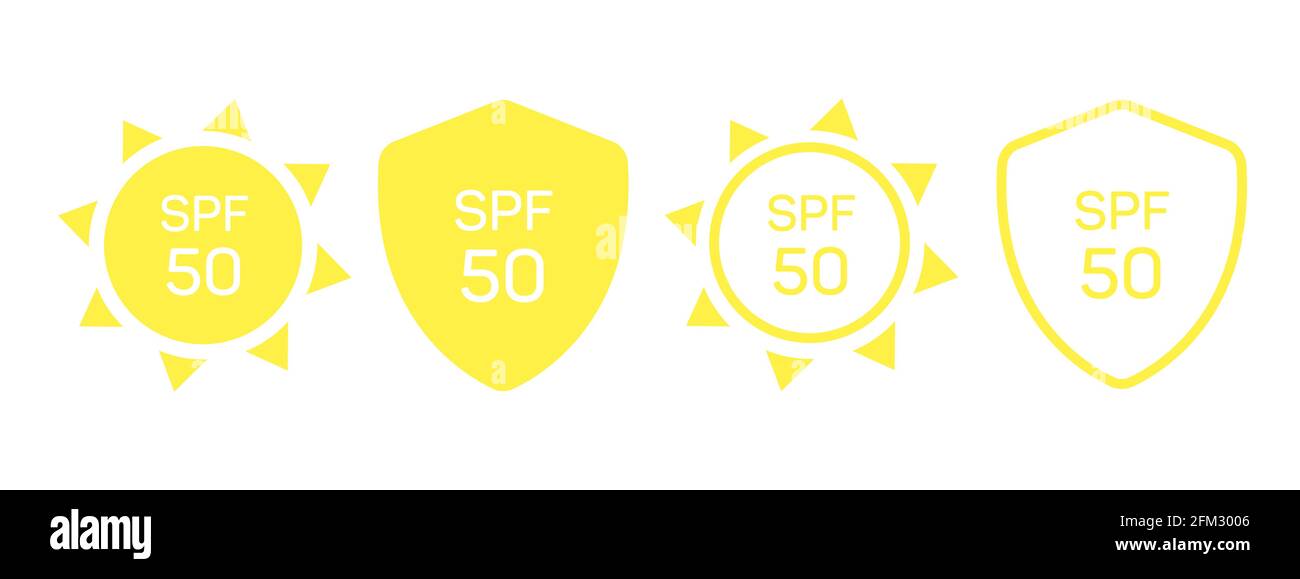 Icona blocco solare radiazione WebUV. Logo radiazione uv ultravioletta solare 50spf. Illustrazione Vettoriale