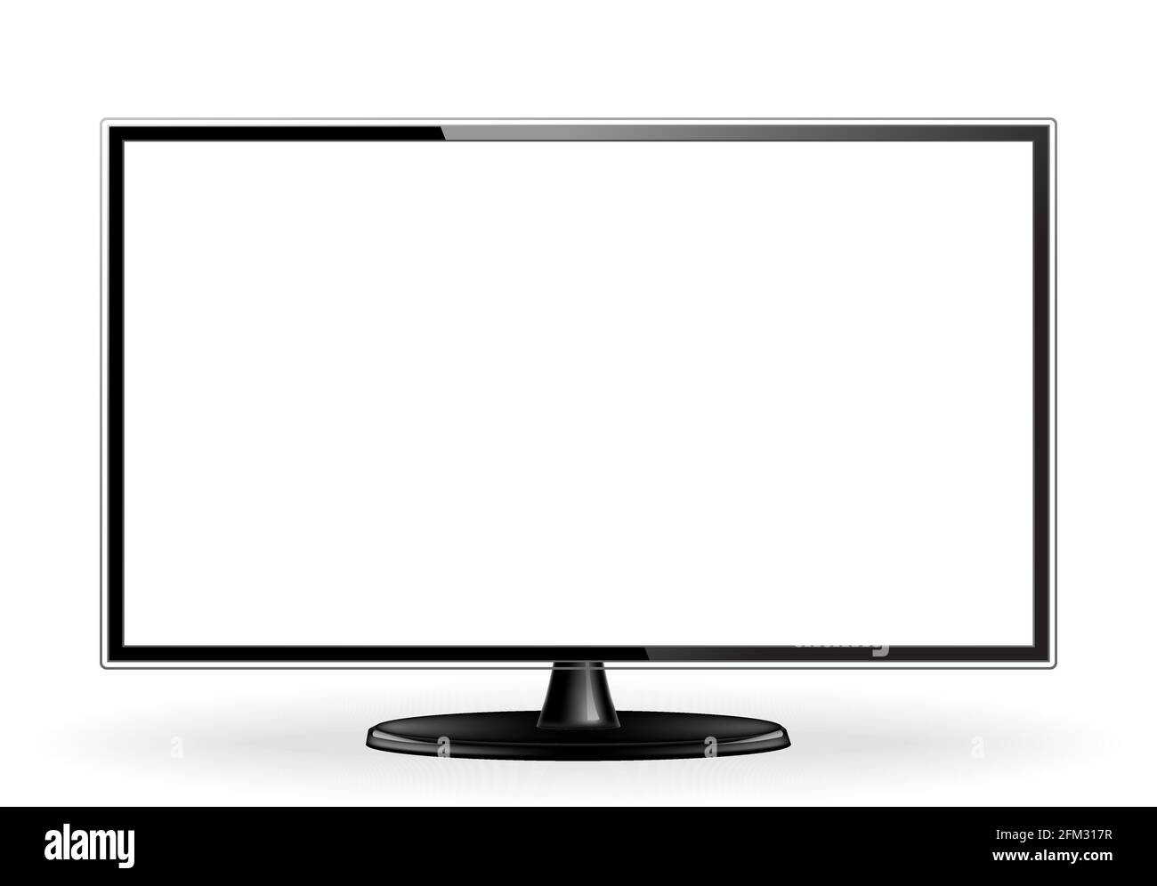 Schermo TV realistico, isolato su bianco Illustrazione Vettoriale