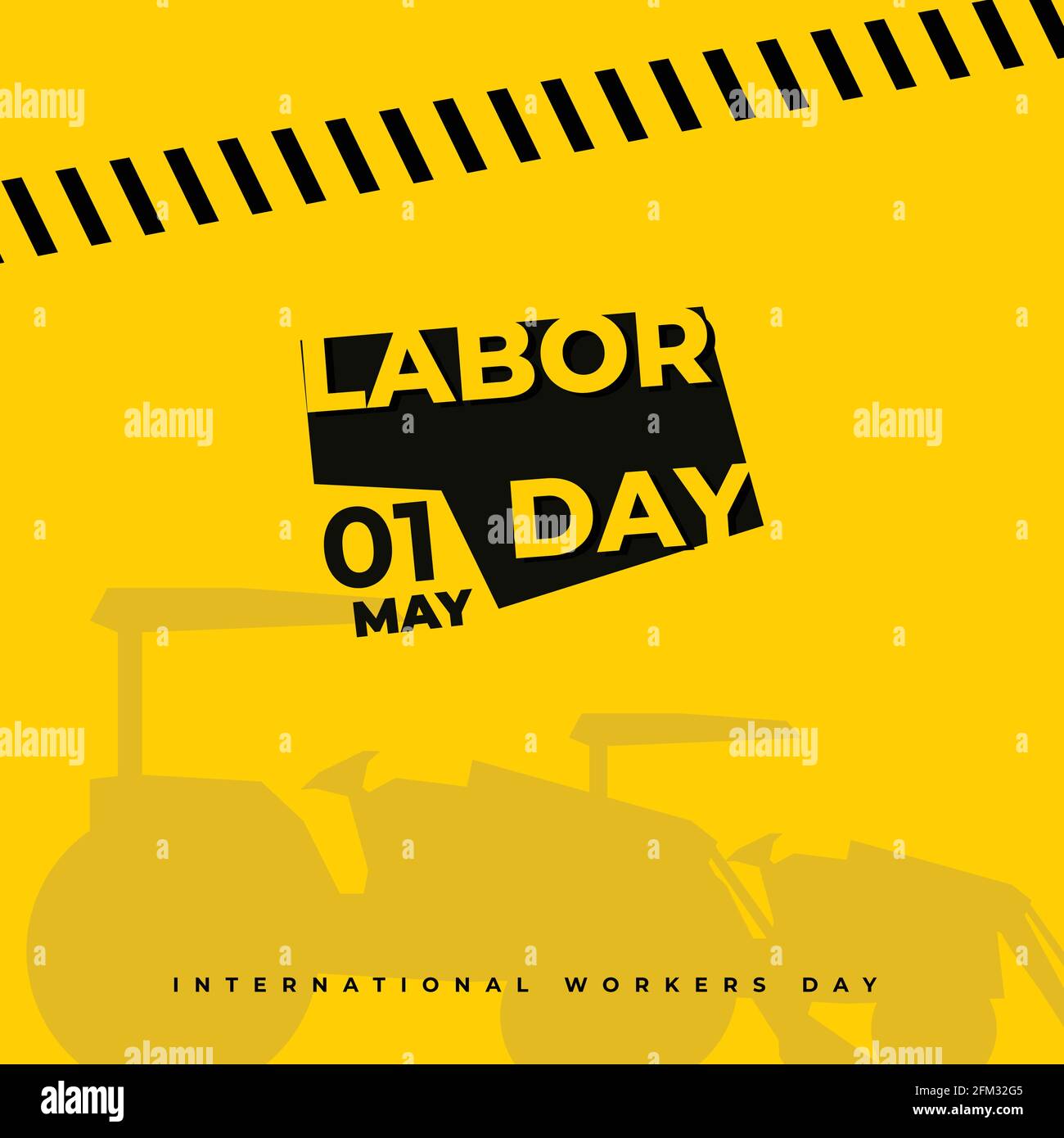 Labor Day design con sfondo giallo. Buon modello per la giornata internazionale dei lavoratori Illustrazione Vettoriale