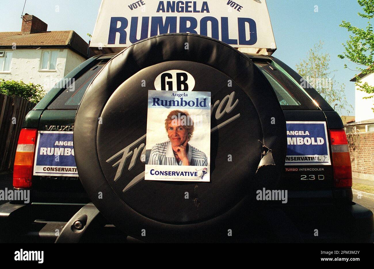 La campagna auto di Angela Rumbolds candidato conservatore nel Mitcham e Morden Foto Stock