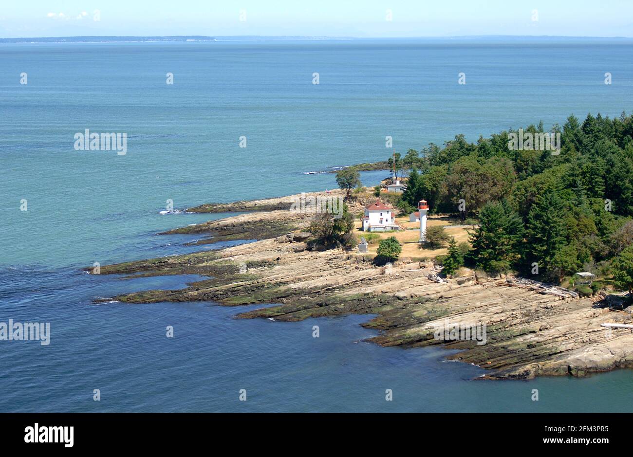 Faro di Georgina Point, Mayne Island, BC. Fotografie aeree delle Isole del Golfo del Sud. British Columbia, Canada. Foto Stock