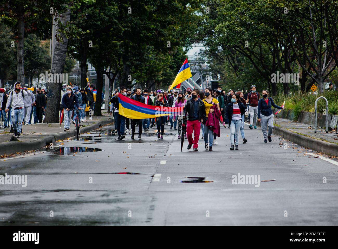Marcia contro le riforme del governo di Ivan Duque e gli abusi della polizia , Bogotá 5 maggio 2021 Foto Stock