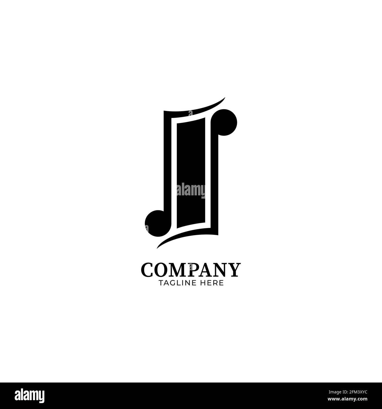 Letter i Alphabet Music Logo Design isolato su sfondo bianco. Primo e Musical Note, Quaver, Ottava Note logo Concept. Illustrazione Vettoriale