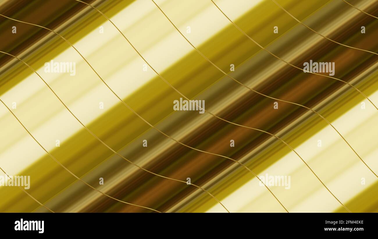 Strisce dorate in onde. Illustrazione 3D Foto Stock