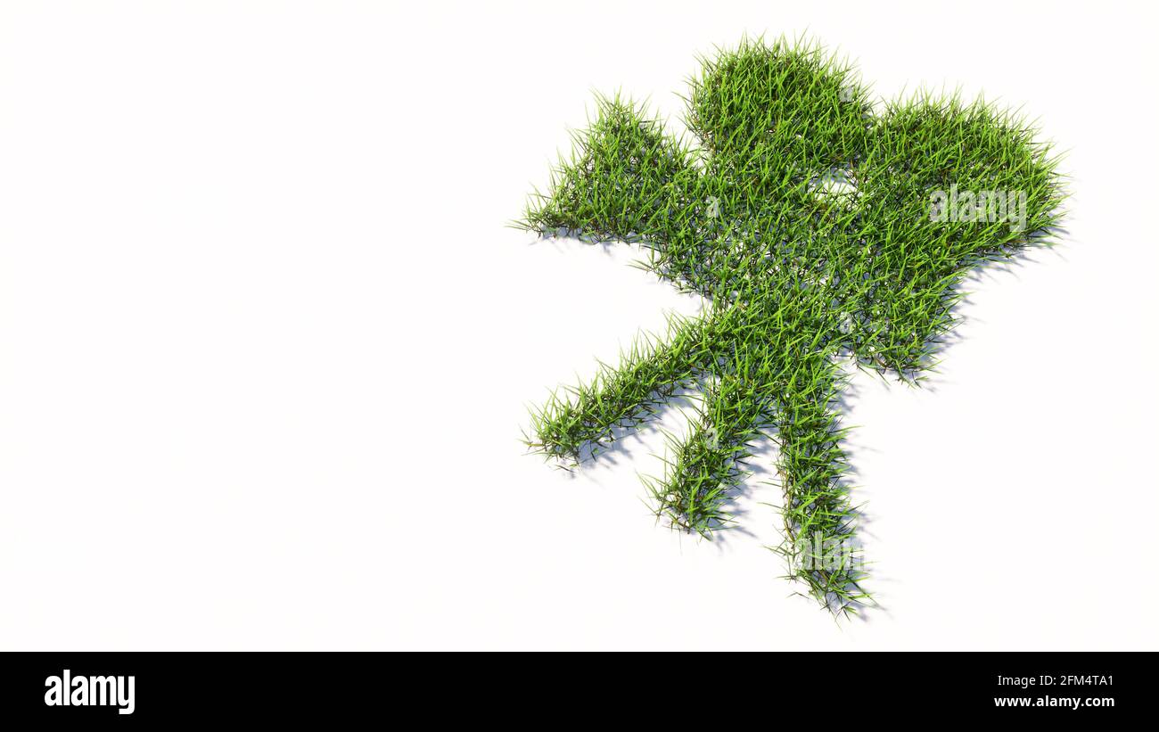 Concetto o concettuale verde estate prato erba simbolo forma isolato sfondo bianco, segno di videocamera retrò. metafora dell'illustrazione 3d per il filmato Foto Stock