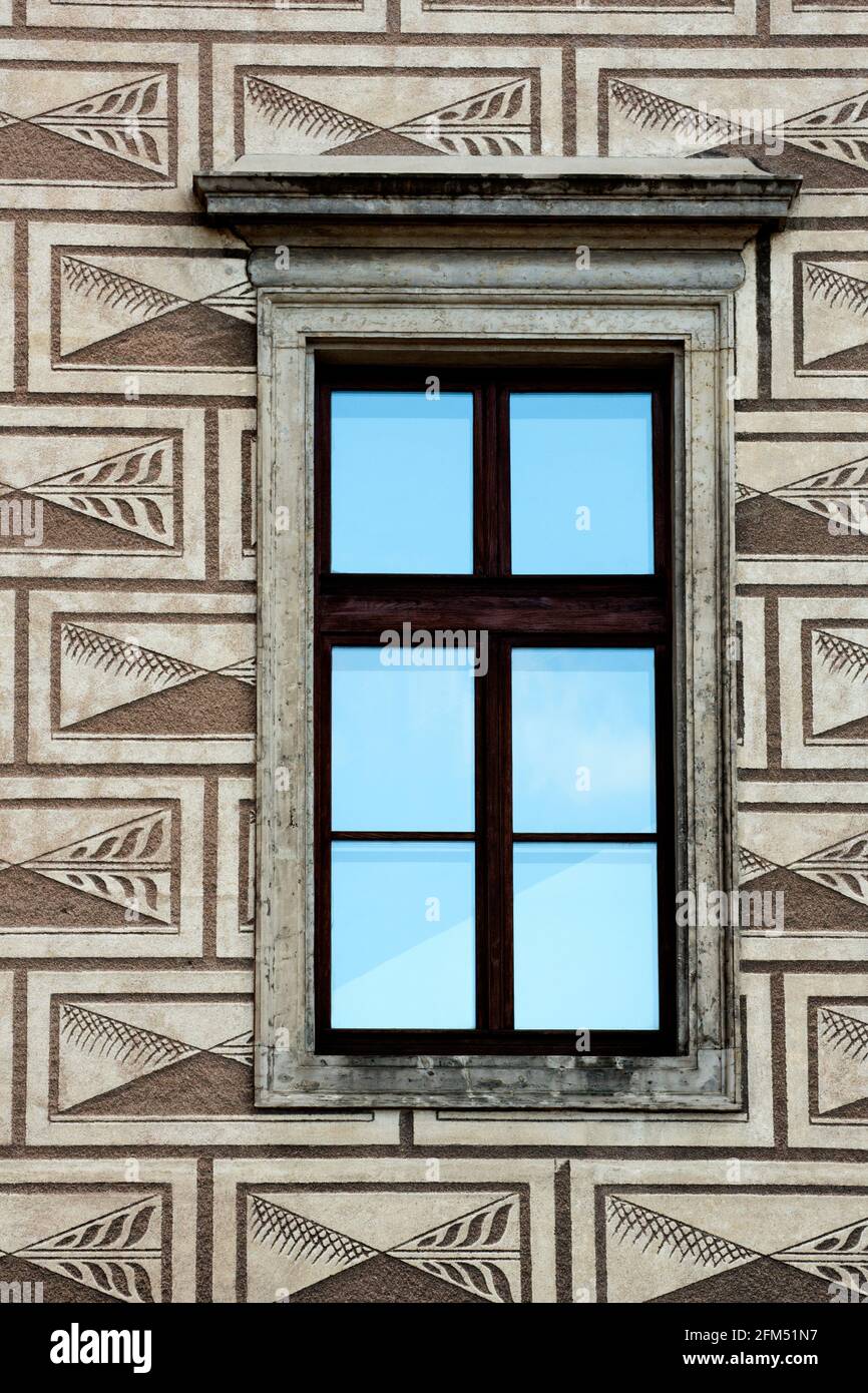 Particolare delle pareti di graffiti nella galleria Narodni nel Palazzo Schwarzenberg a hradcanske namesti, Praga, repubblica Ceca Foto Stock