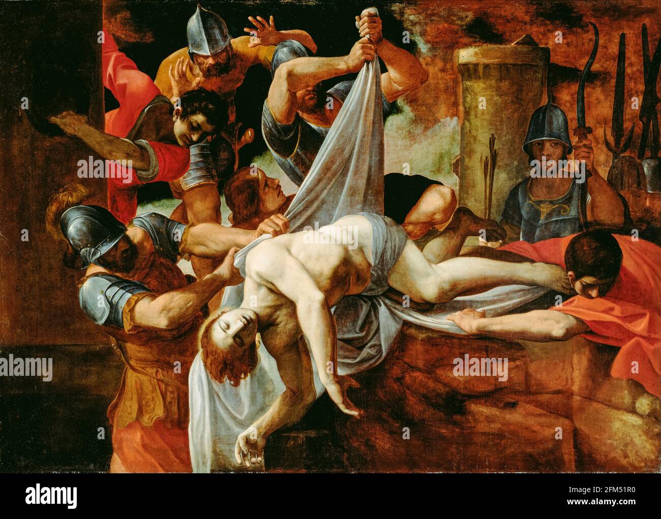 San Sebastiano gettato nella Cloaca Maxima, dipinto di Ludovico Carracci, 1612 Foto Stock