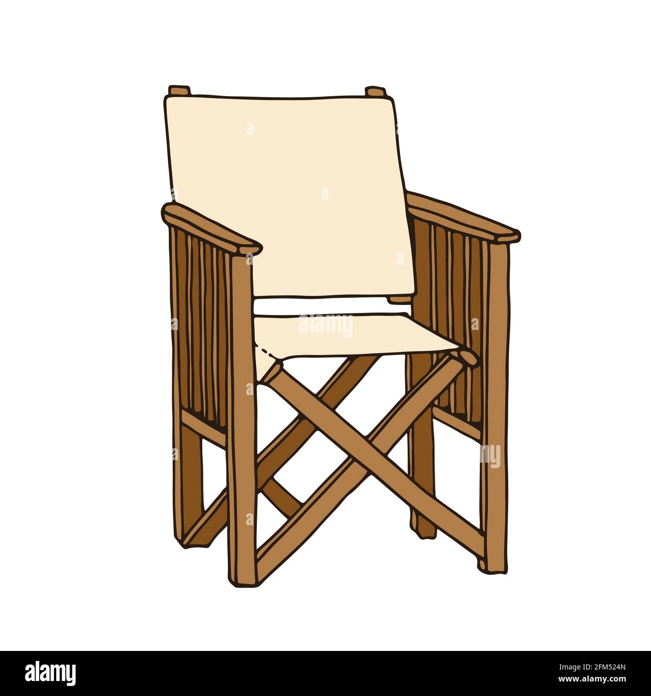 Sedia da giardino in legno schizzo vettoriale, illustrazione disegnata a mano isolata su sfondo nero Illustrazione Vettoriale