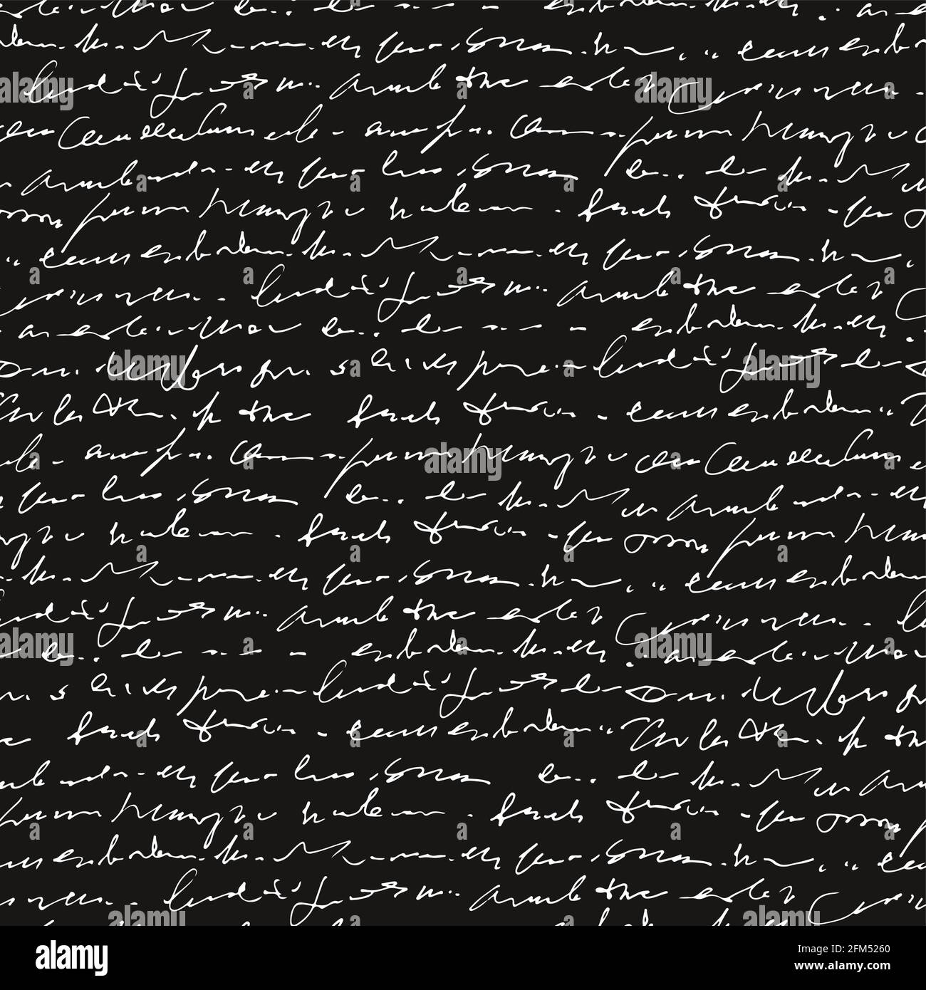 Testo astratto scritto a mano vettore senza giunture pattern, script monocromatico isolato su sfondo nero della lavagna in gesso Illustrazione Vettoriale