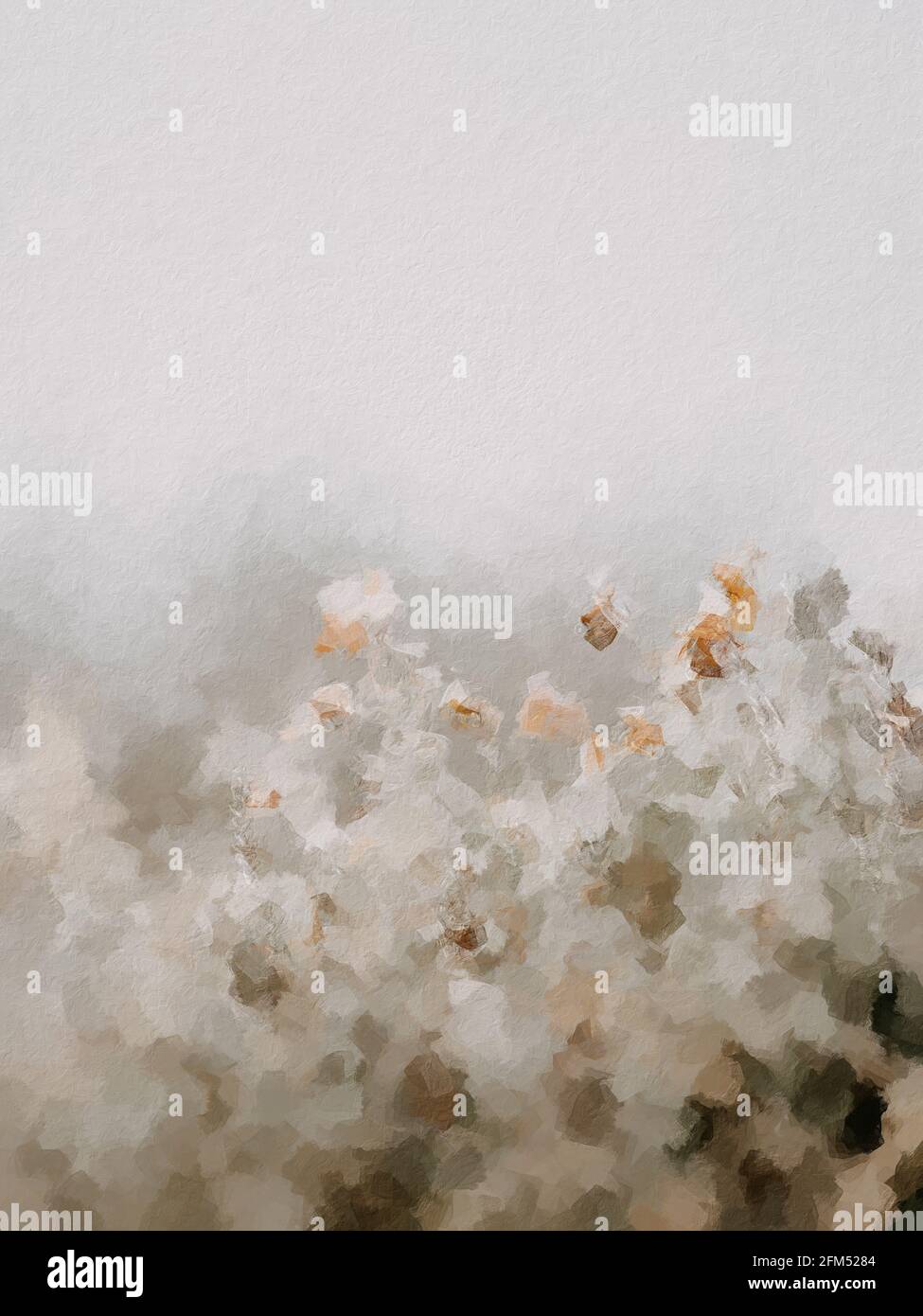 pittura digitale ad olio di fiori/primavera, pennellate astratte con estetica floreale Foto Stock