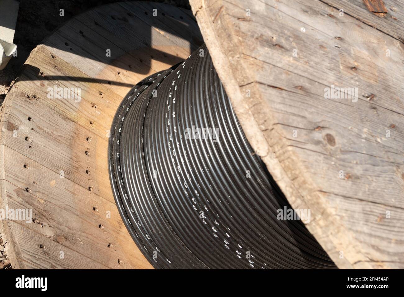 Avvolgicavo con cavo telefonico Foto Stock