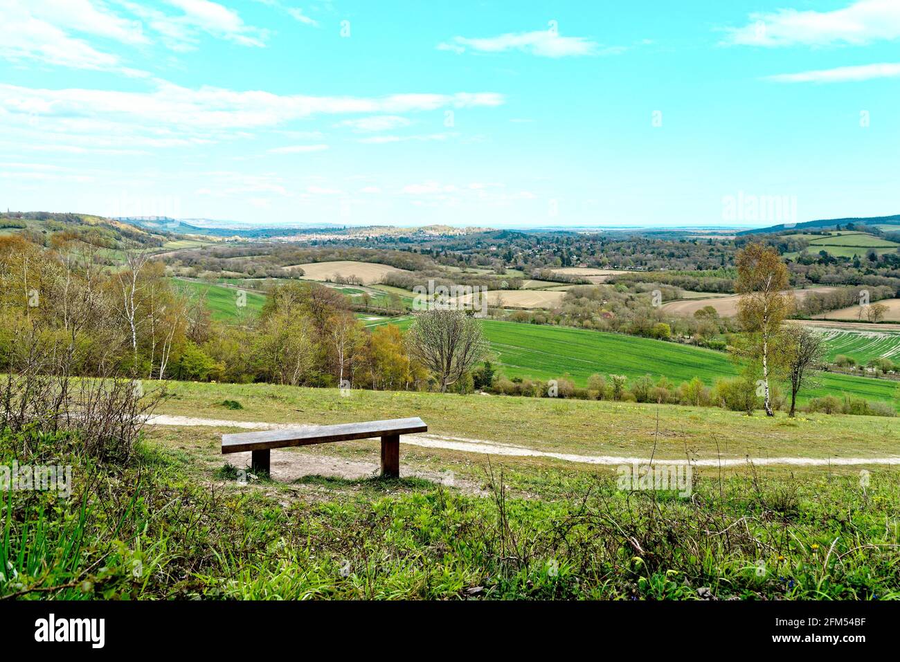 Una vista elevata delle colline Surrey da White Downs Neart Dorking Inghilterra Regno Unito Foto Stock