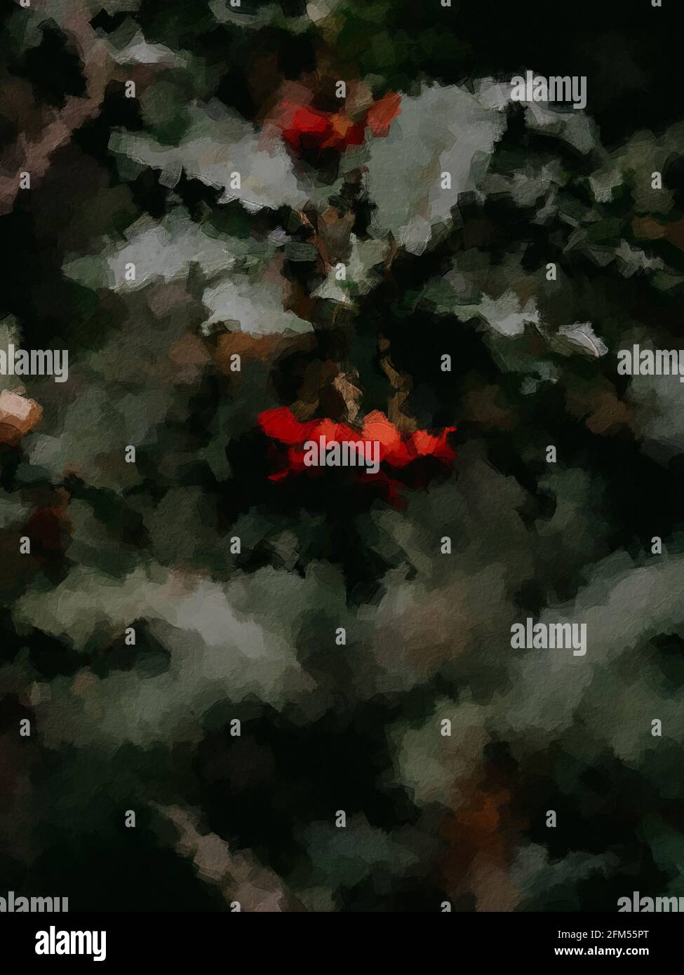 pittura digitale ad olio di fiori/primavera, pennellate astratte con estetica floreale Foto Stock