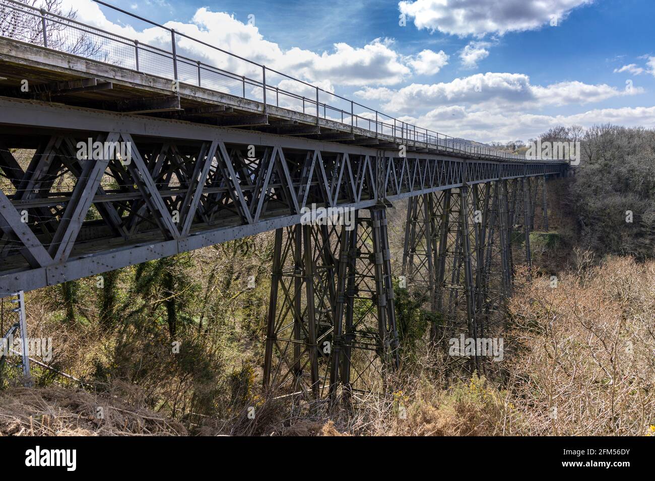 Meldon Viaduct trasportò la ferrovia londinese e sud-occidentale (LSWR) attraverso il fiume West Okement a Meldon (vicino Okehampton) su Dartmoor a Devon,. Foto Stock