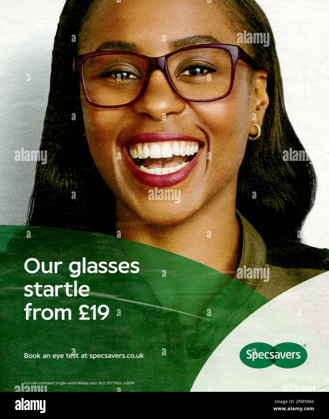 202020s UK Specsaver Magazine Advert Foto Stock