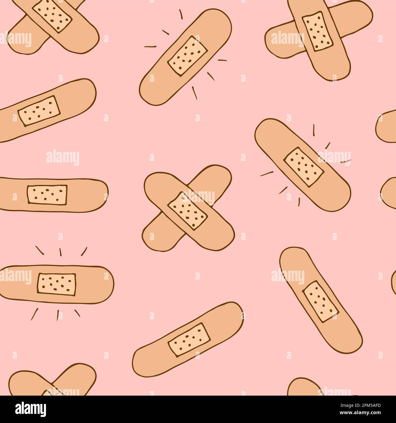 Adesivo vettore gesso senza cuciture modello, mano-mano nastro-Aid isolato su sfondo rosa Illustrazione Vettoriale