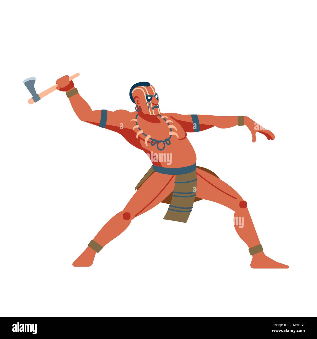 Guerriero nativo americano o coraggioso balzare e attaccare con un tomahawk. Immagine vettoriale di clip art cartoon isolato di sfondo bianco. Illustrazione Vettoriale Guerriero nativo americano o coraggioso balzare e attaccare con un tomahawk. Immagine vettoriale di clip art cartoon isolato di sfondo bianco. Illustrazione Vettoriale