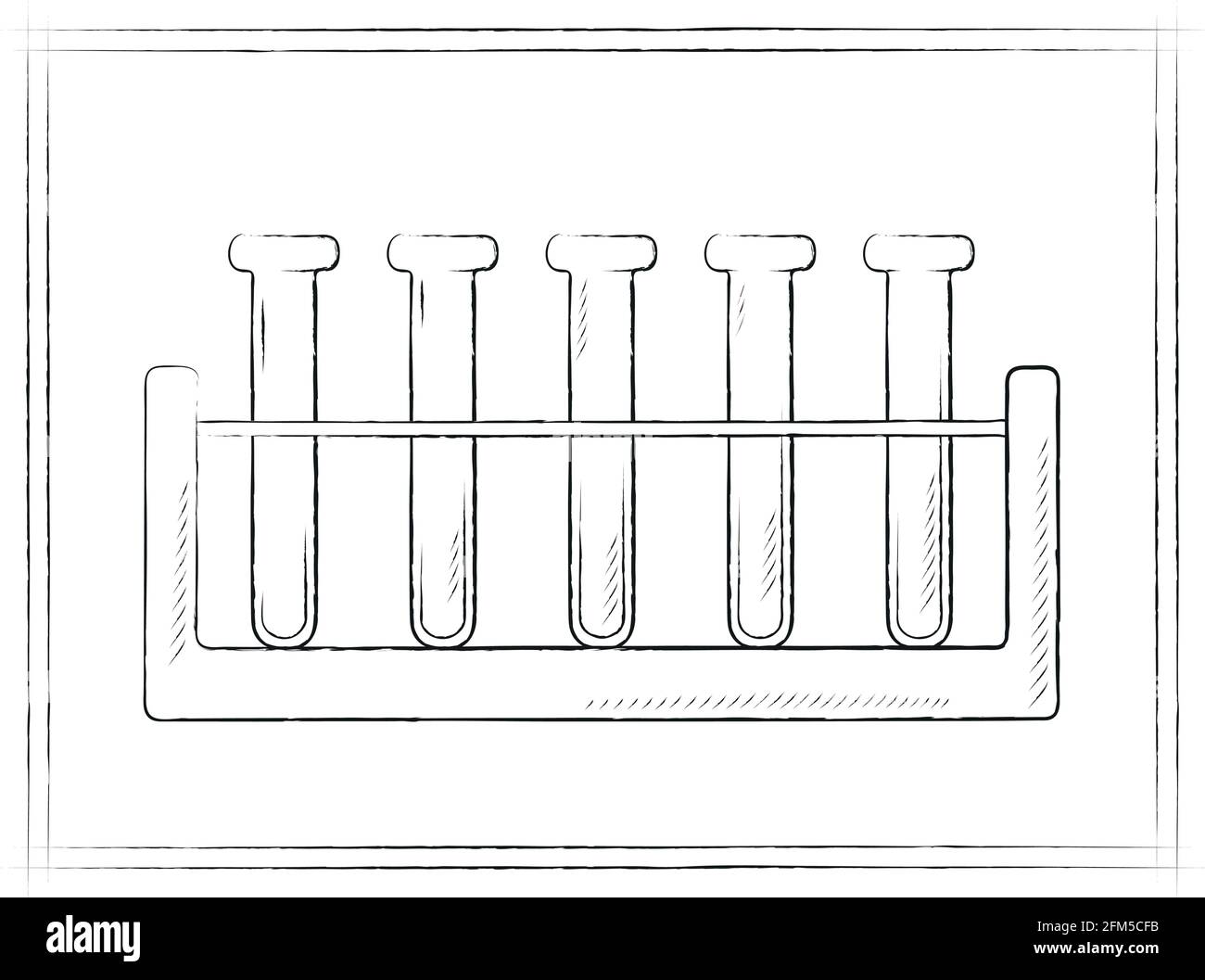 Provette in un supporto, illustrazione vettoriale della chimica Illustrazione Vettoriale