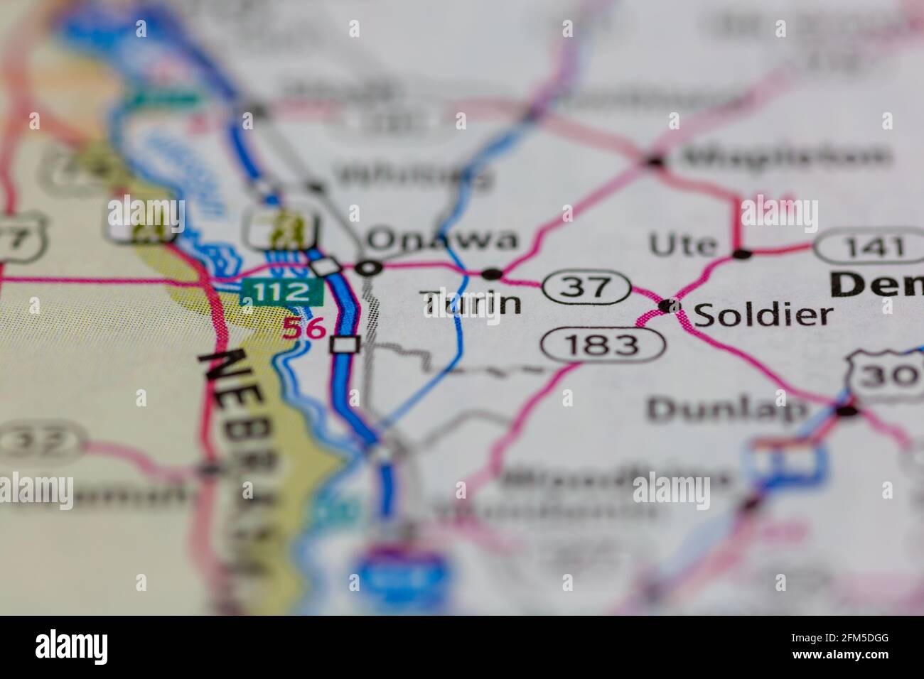 Torino Iowa USA su una mappa geografica o su una strada mappa Foto Stock