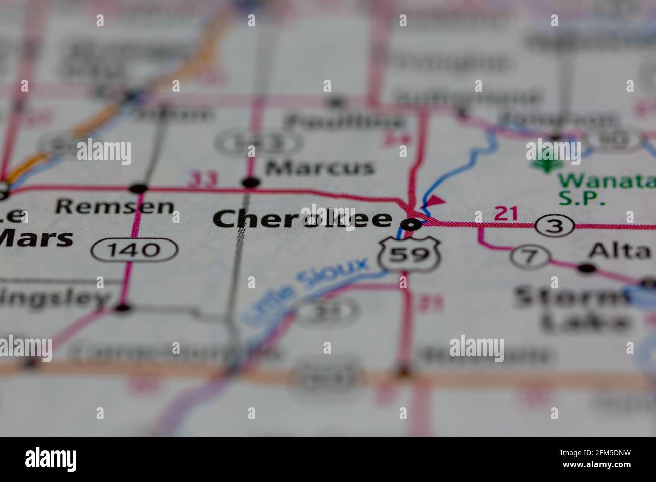 Cherokee Iowa USA su una mappa geografica o su una strada mappa Foto Stock