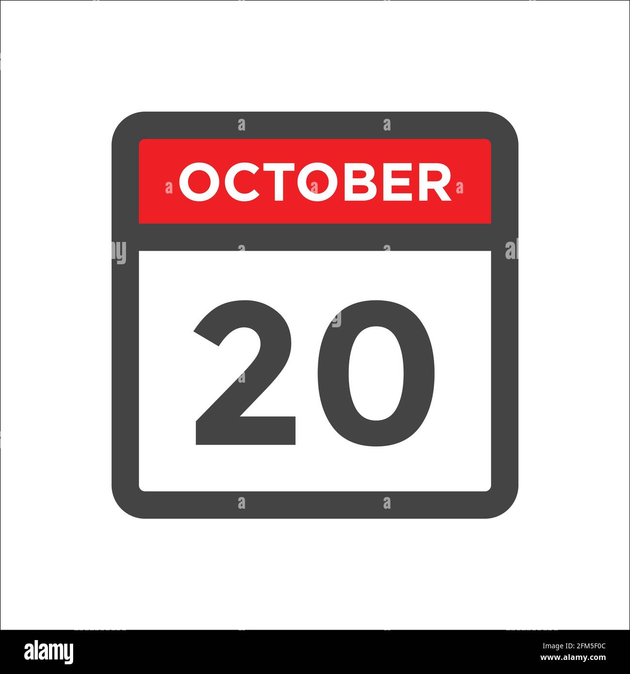 Icona del calendario di ottobre 20 - giorno del mese Illustrazione Vettoriale