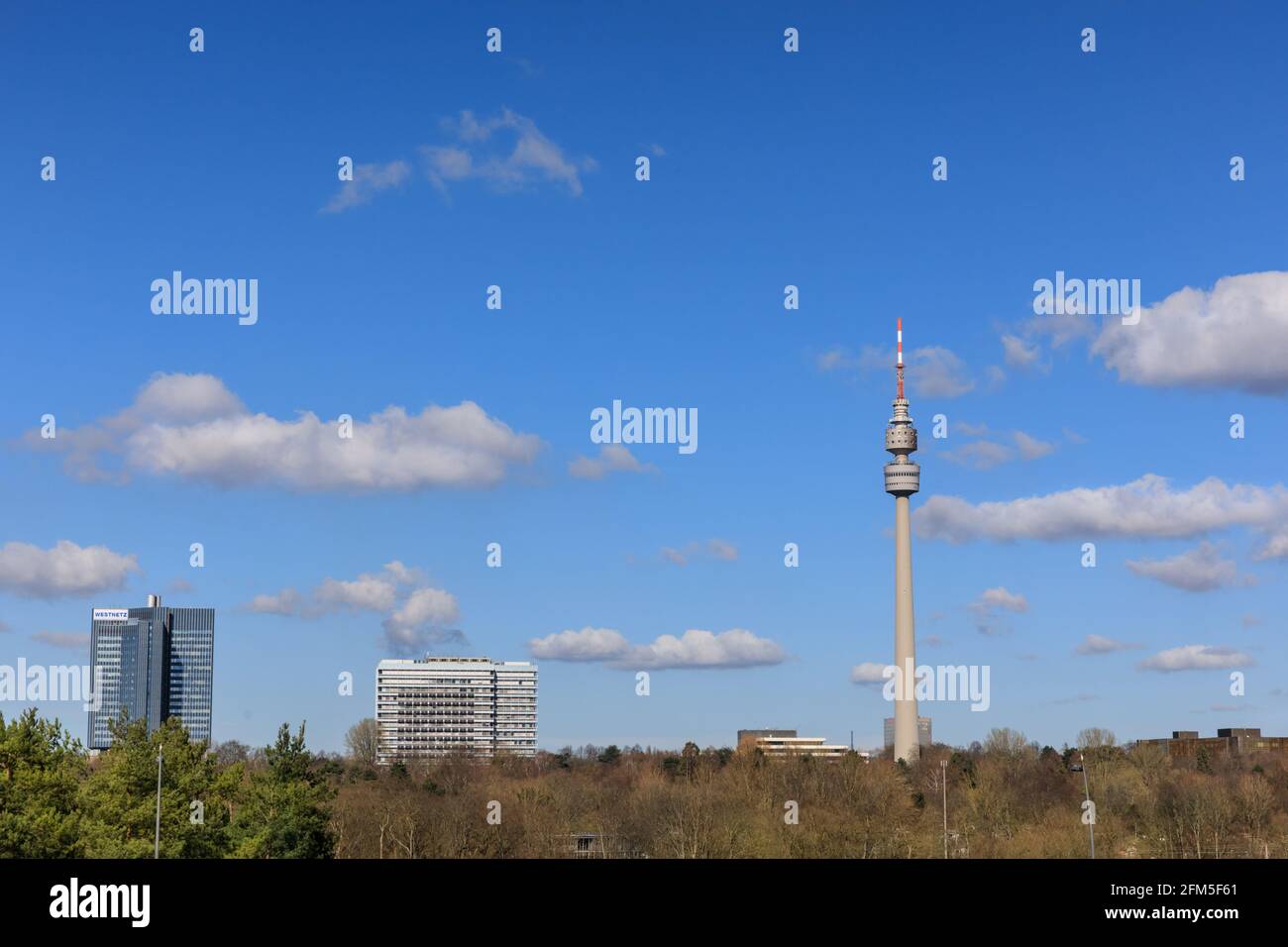 Florianturm (Florian Tower) Torre televisiva punto di riferimento a Dortmund, Germania Foto Stock