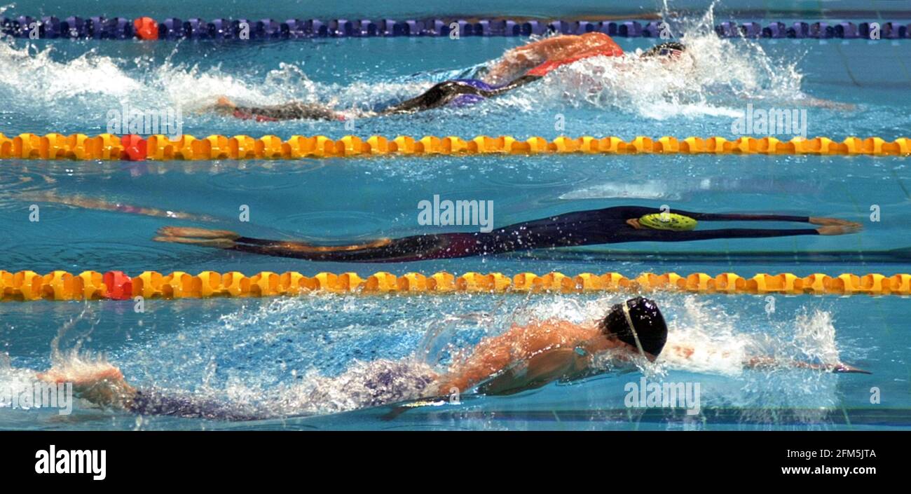 Sydney Olympic Games Settembre 2000 Nuoto uomini 200m Freestyle finale, Pieter Van Den Hoogenband con Ian Thorpe e Massimiliano Rosolino3rd Foto Stock