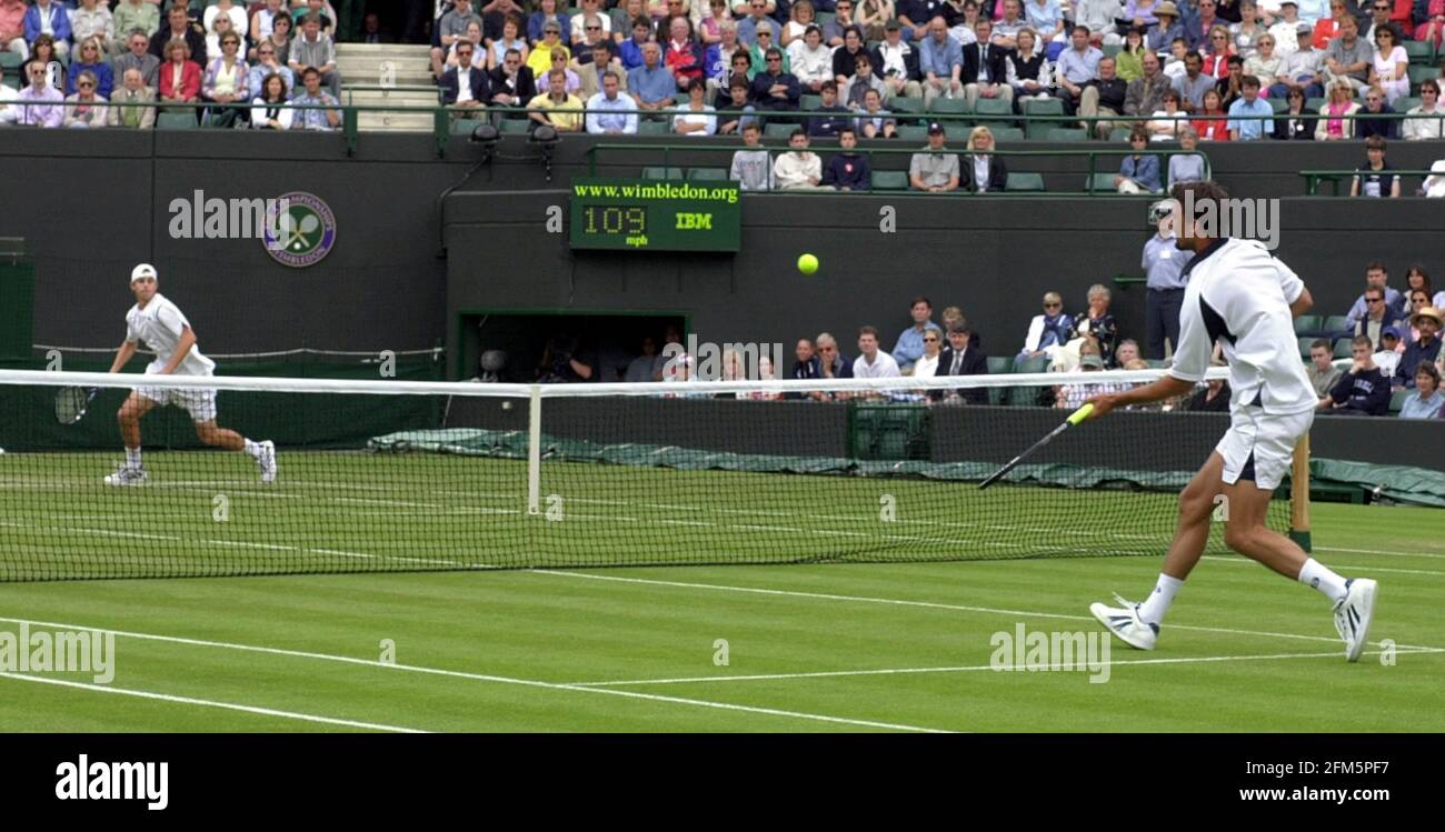 Campionato di tennis Wimbledon Luglio 2001 Goran Ivanisevic contro Andy Roddick Foto Stock